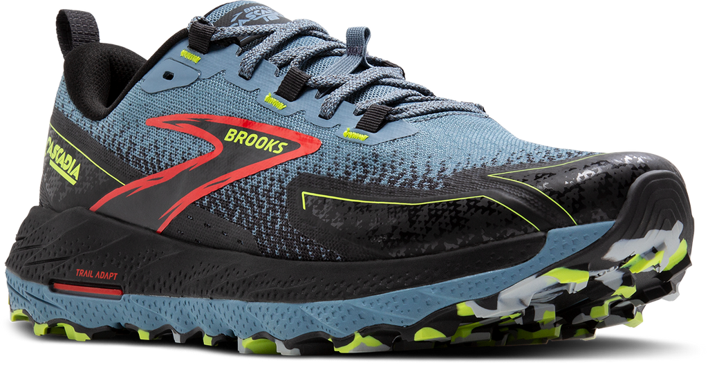 BROOKS Men's Cascadia 18 Wide (004 - Citadel/Ebony/Lime)
