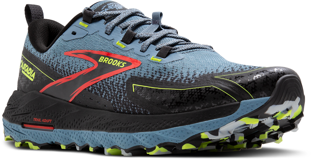 BROOKS Men's Cascadia 18 Wide (004 - Citadel/Ebony/Lime)