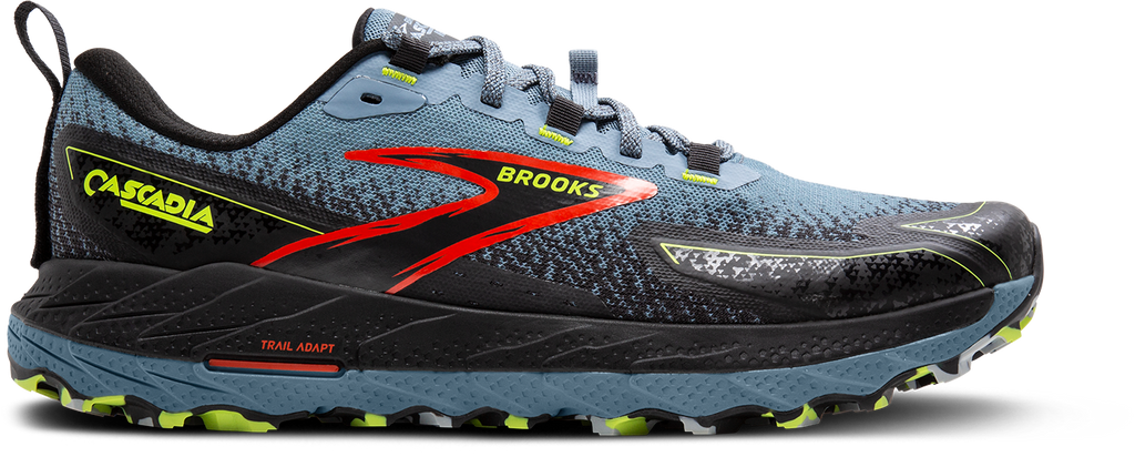 BROOKS Men's Cascadia 18 Wide (004 - Citadel/Ebony/Lime)