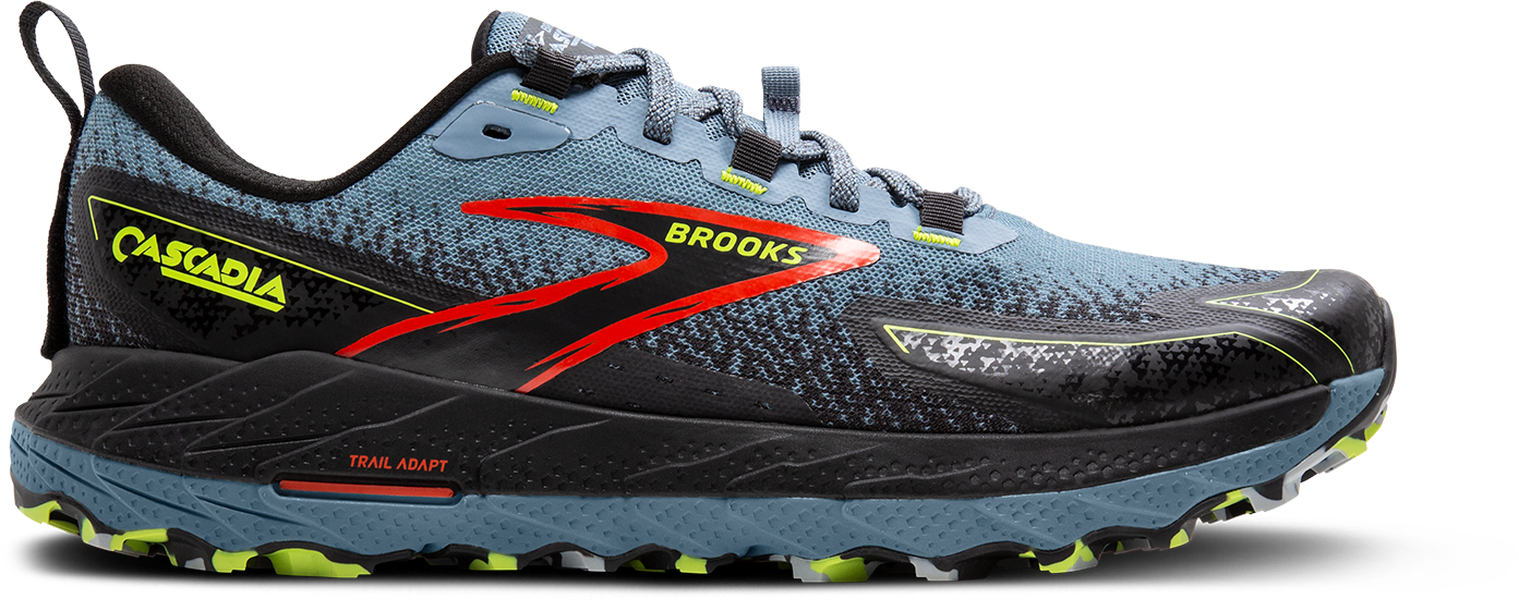 BROOKS Men's Cascadia 18 Wide (004 - Citadel/Ebony/Lime)