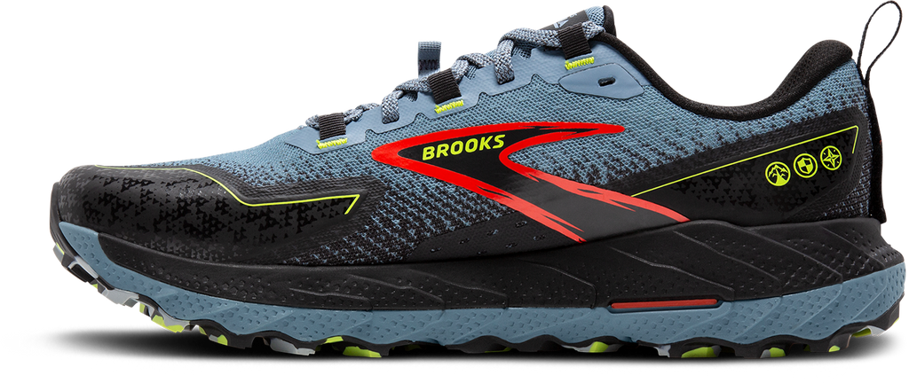 BROOKS Men's Cascadia 18 Wide (004 - Citadel/Ebony/Lime)
