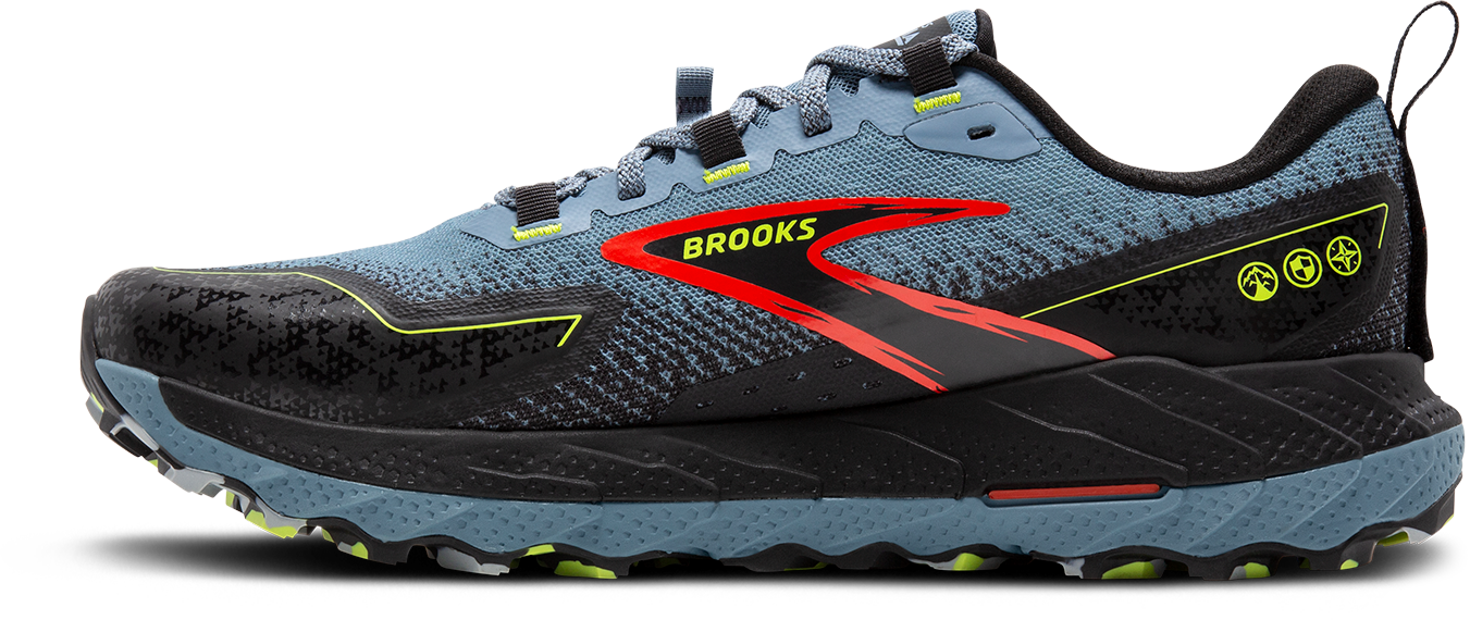 BROOKS Men's Cascadia 18 Wide (004 - Citadel/Ebony/Lime)