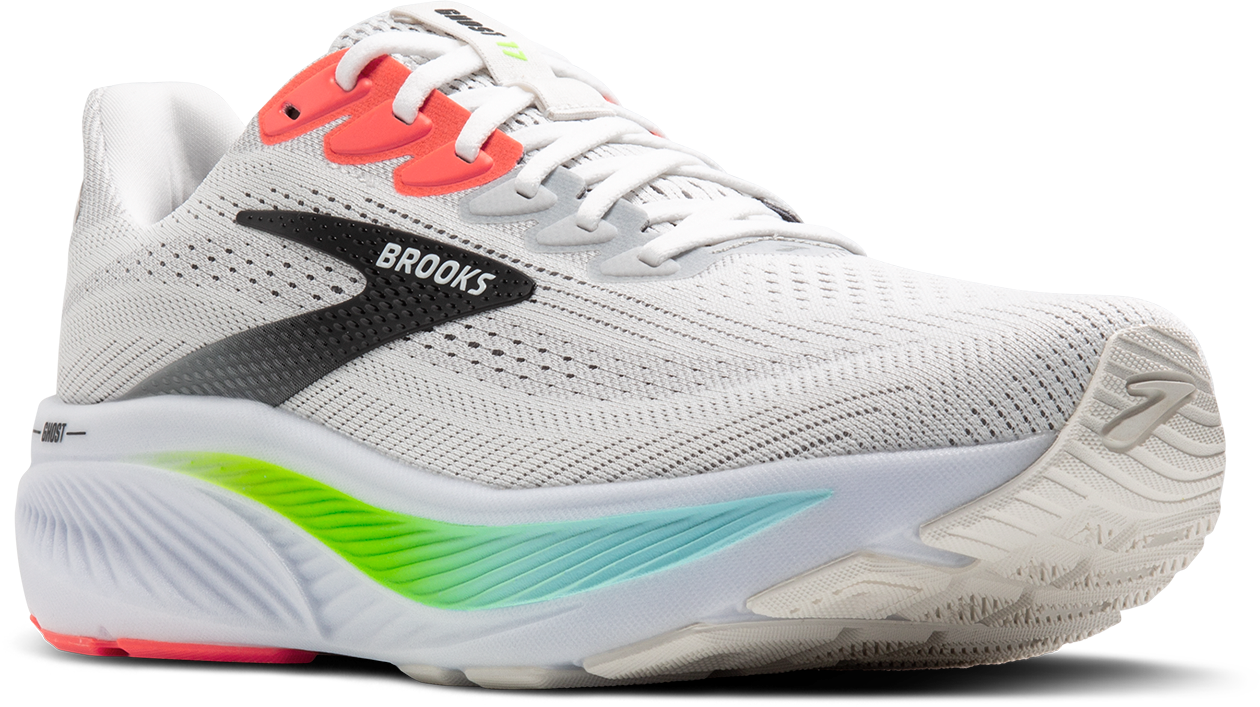 BROOKS Men's Ghost 17 (112 - White/Pink Clay/Gecko)