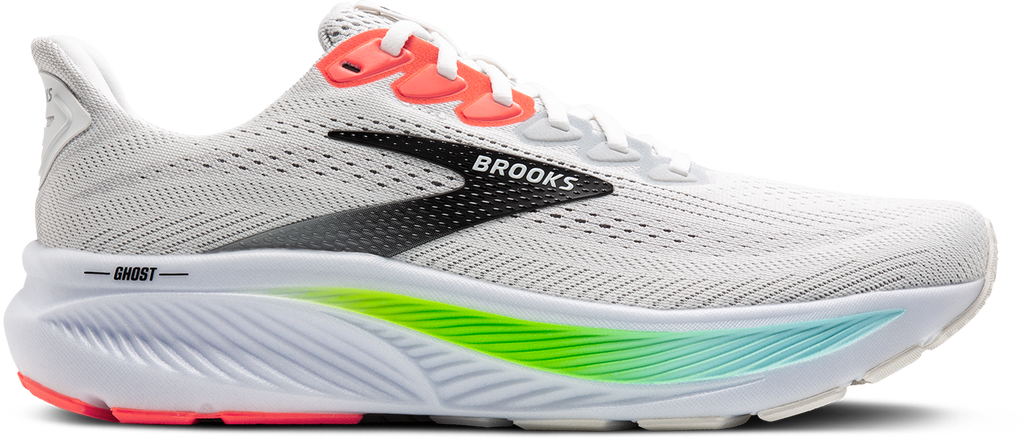 BROOKS Men's Ghost 17 (112 - White/Pink Clay/Gecko)