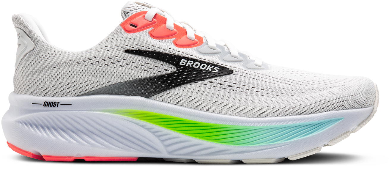 BROOKS Men's Ghost 17 (112 - White/Pink Clay/Gecko)