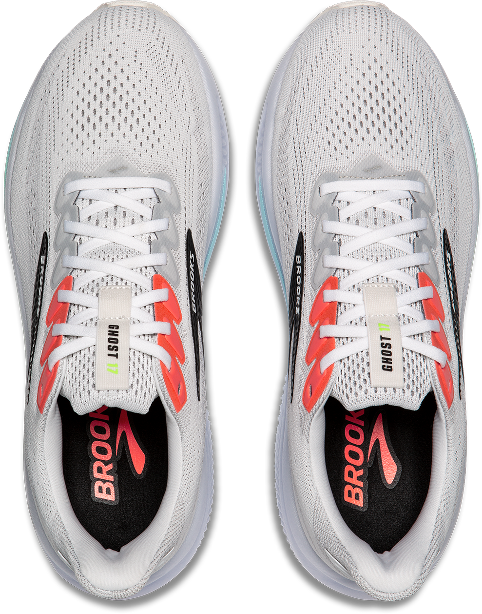 BROOKS Men's Ghost 17 (112 - White/Pink Clay/Gecko)