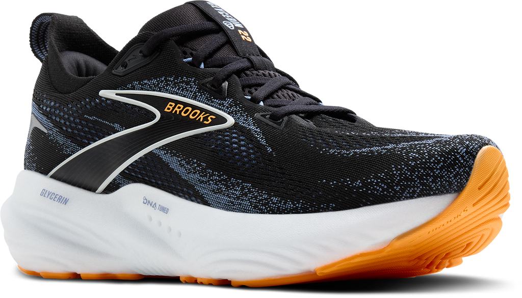 BROOKS Men's Glycerin 22 WIDE (013 - Black/Country Blue/Orange Pop)