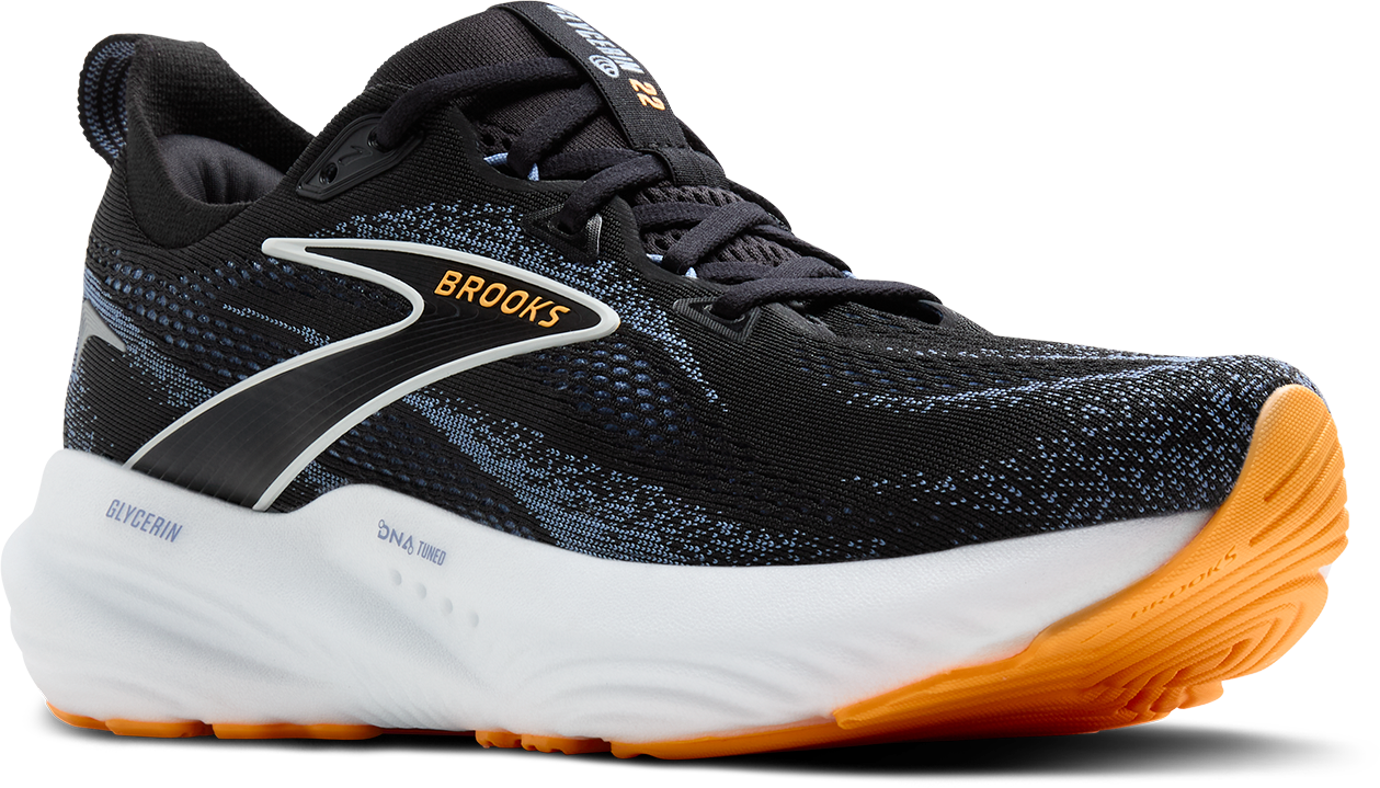 BROOKS Men's Glycerin 22 WIDE (013 - Black/Country Blue/Orange Pop)