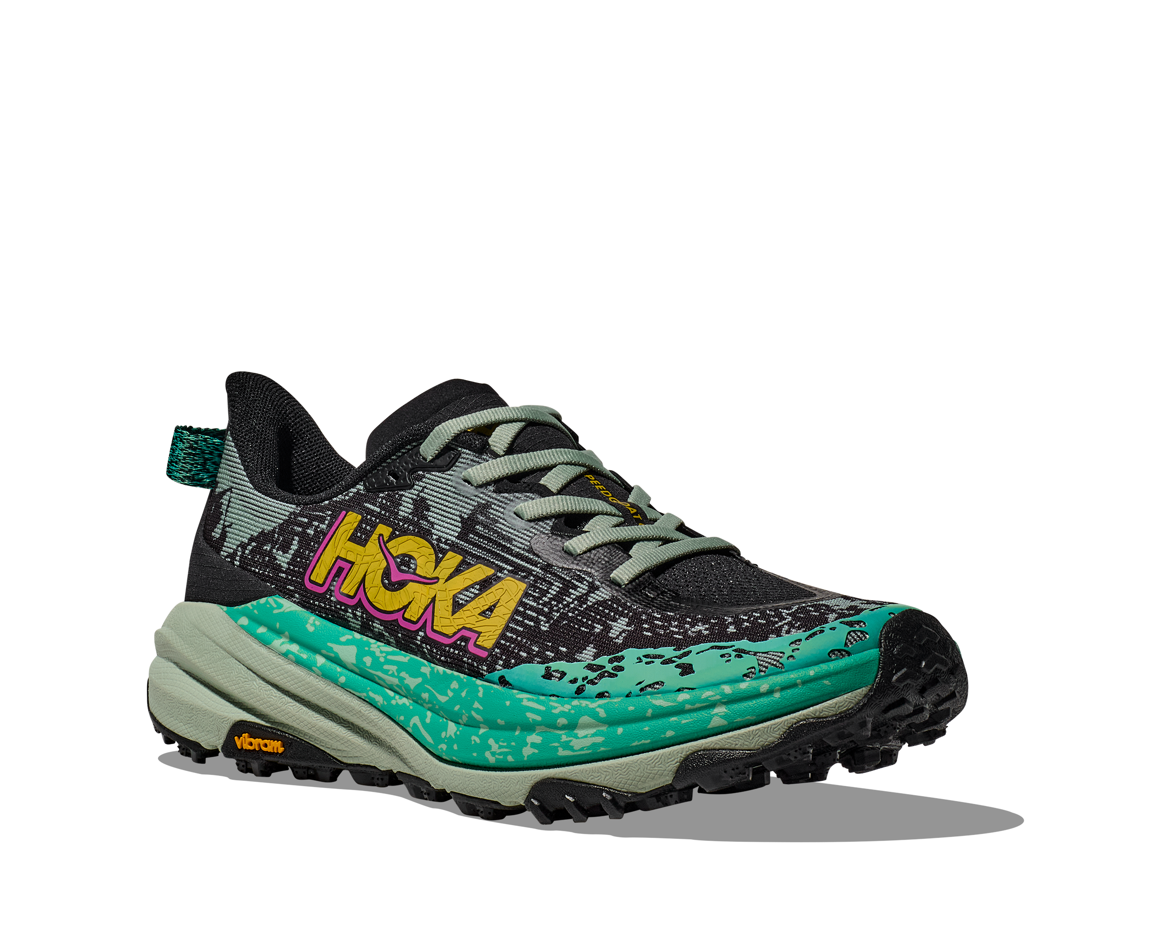 Hoka Women's Speedgoat 6 (BLVR - Black/Aloe Vera)